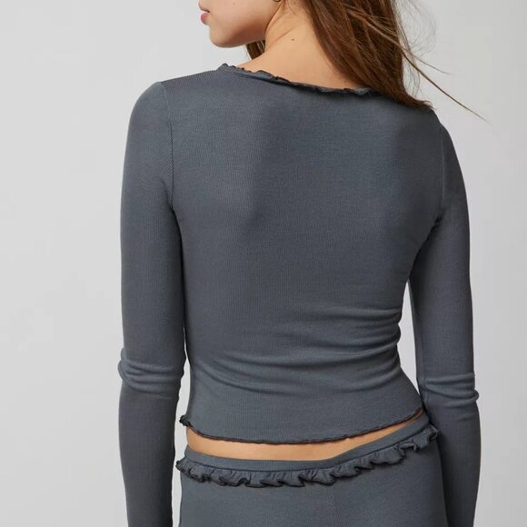 NWT UO Out From Under Sweet Dreams Black Ribbon Trim Top - Picture 3 of 6